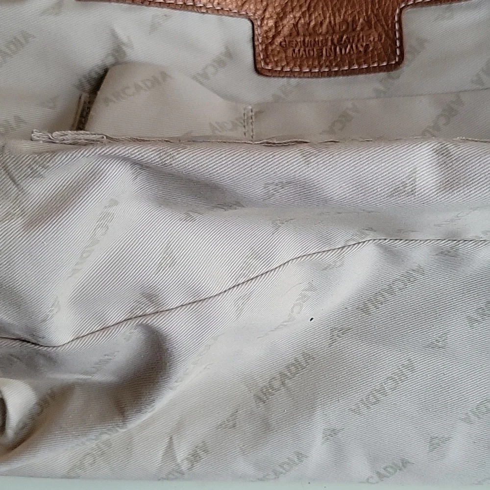 Arcadia Metallic Copper Brown Leather Hobo Bag